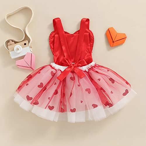 Младата Деца Бебе Девојка Pompey Romper Фустан Прашка Здолниште Целосна Sequins Срцето Оркестарот Мрежа се Облекуваат за Денот на