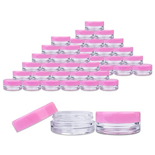 Beauticom 3G/3ML Круг Јасно Тегли со Розова Капаци за Прав Сенки, Mineralized Шминка, Козметички Примероци - BPA Free (Количина: