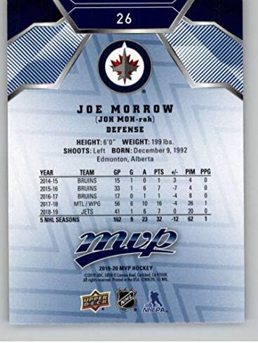 2019-20 Горната Палуба МВП Сина Factory Set Паралелно Хокеј #26 Џо Morrow Winnipeg Авиони Службен NHL Трговски Картичка Од UD