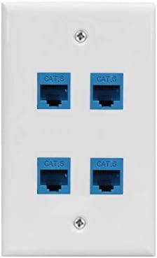 Cat6 Ethernet Ѕид Плоча 4 Port,Мулти-Pack Ethernet Wallplate Женски-Женски Отстранлив Компатибилен со Cat6/6e/5/5e Ethernet Уред