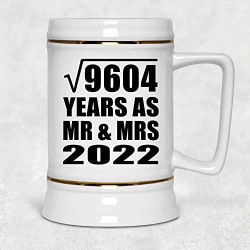 98th Годишнината Квадратен Корен од 9604 Години Како Г-дин & Г-2022-22oz Пиво Штајн Керамички Бар Кригла Tankard Drinkware - за Жена