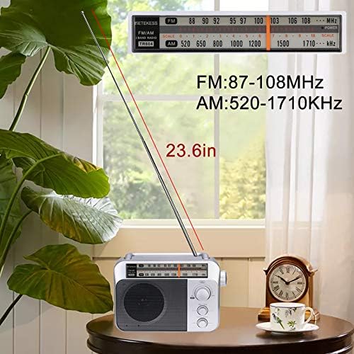 Retekess TR604 AM FM Радио, Преносни Радија со Најдобар Прием, AC или D Батеријата Напојува Аналогни Радио, со Јасни Бирате и Големи