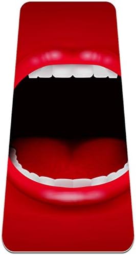 Смешни Црвена Уста Усна Јога Мат, 6mm Дебела Не се Лизга Еко-Пријателски Не Токсични Абење Отпор 72 инчен Екстра Долг