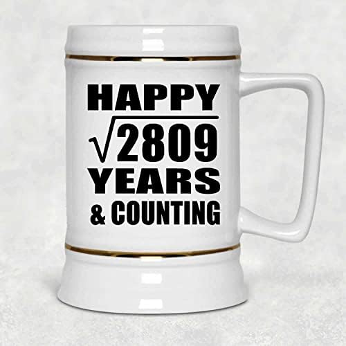 Среќен 53rd Годишнината Квадратен Корен од 2809 Години, & Броење - 22oz Пиво Штајн Керамички Бар Кригла Tankard Drinkware - за Жена