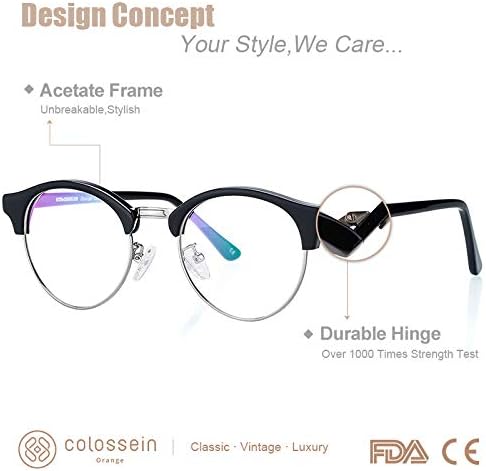 Linno Полу-Rimeless Мода Гроздобер Лесни Сина Светлина Блокирање на Компјутерски Очила со Ацетат Рамка за Жените и за Мажите - Сјајна