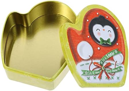 NUOBESTY Божиќ Пингвин Tinplate Cookie Tins, Божиќ Ракавица Форма Бонбони Кутии со Капаци Подарок Контејнери за Пакување Тегла за