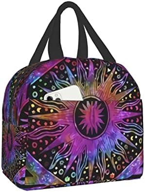 Психоделичен вселенско тело Сонцето Месечината планета Бохемски пурпурна Ручек Торба Tote Торба за Жените Ручек Кутија Изолирана