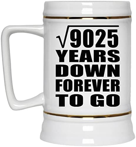 95th-Годишнината Квадратен Корен од 9025 Години Надолу Засекогаш Да се Оди - 22oz Пиво Штајн Керамички Бар Кригла Tankard Drinkware