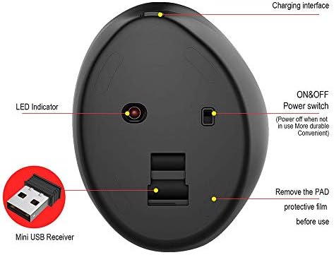 Безжична Вертикална Глувчето за Полнење, Ергономски 2.4 G Оптички Глушец, 800/1600 /2400 DPI, 6 Копчиња за Лаптоп, Десктоп, КОМПЈУТЕР