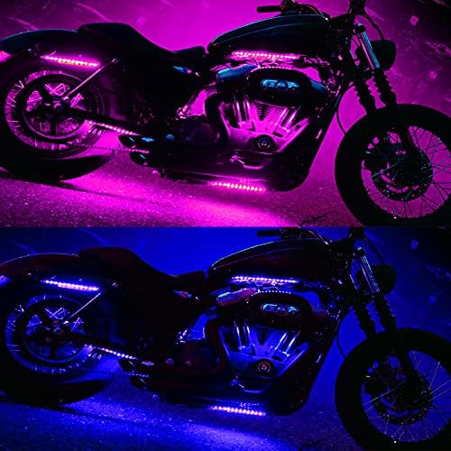 NBWDY 12Pcs Мотор LED Светло Комплет-RGB Motorcyle Лента Осветлување Водоотпорен Акцент Сјај Неонски Светла Светилка со Музика СТАН