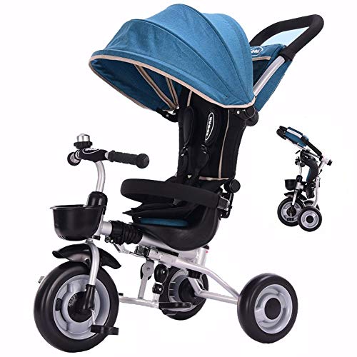 Виткање Бебе Шетач Унисекс Бебе Велосипед 1-3-6 Години Бебешка Деца Tricycle Безбедноста Стража со Sunshade Деца Подарок (Боја :