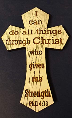 мал ѕид крст, можам да направам сите нешта преку Христос, рачно изработени, дрвени