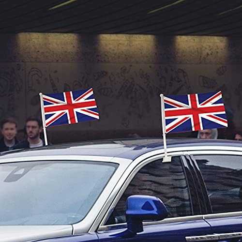 UK Обединето Кралство Автомобил Знаме Прозорец Клип Знаме 18 X 12 Вклучувајќи го и Столбови за Патриотски, Спортски Настани, Паради