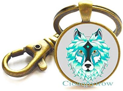 Cioaqpyirow Волкот Keychain,Љубители на Животните Keychain,Подарок за Љубители на Животните,погоден за носене Уметност Копче Прстен