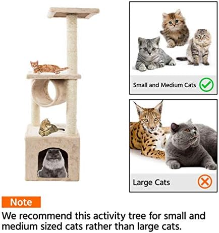 XYYSSM 36 Цврсти Симпатична Сисал Јаже Кадифен Мачка се Искачи на Дрвото Мачка Кула Беж?Погоден за Мали и Средни Мачки-Квалитет Милениче