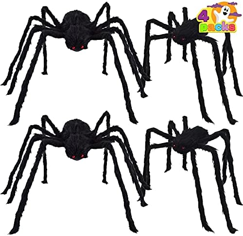 Ноќта на вештерките Реални Влакнести Пајаци Сет (4 Парчиња), ноќта на Вештерките Spider Реквизити, Страшно Пајаци со Големи Димензии