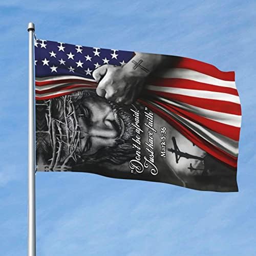 TFDXIH Не Се Плаши. Само Треба Вера Знаме 3x5 Ft Христијански Исус Американското Знаме за Отворен и Затворен Двоен Страни Печатени