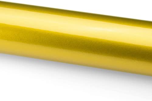 4x8 (10cmx20cm) Примерок Златно Жолта боја Металик Сјај Автомобил Авто Мото Возило Налепница Decal Винил Wrap Film Лист Воздух Ослободување Само Лепило Кора и се Држи Слободен Б
