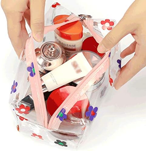 HUANHUI Шминка Кеси Транспарентен Козметички Торба со Патент Симпатична Голем Капацитет ПВЦ Водоотпорен Шминка Торба Случај за Ташна