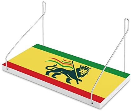 Етиопските Rastafarian Лав Знаме на Ѕидот Монтирани Дрво Виси Полица на Ѕидот Чување Полиците за Бања Канцеларија Перална, Кујна