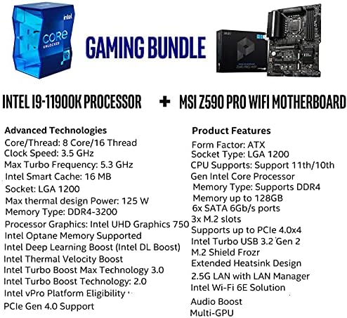 Микро Центар за Intel Core i9-11900K Десктоп Процесор 8 Јадра до 5.3 GHz Отклучен LGA1200 (Intel 500 Серија & Одберете 400 Серија