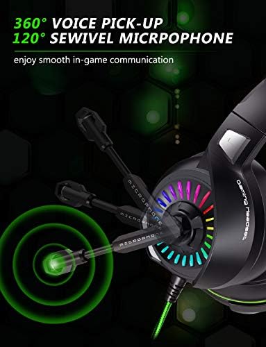 ZIUMIER Z20 Гејмерски Слушалки за PS4, PS5, Xbox Еден, PC, Жичен Над-Уво Слушалки со Бучава Изолација Микрофон, RGB LED Светло, Опкружувачки