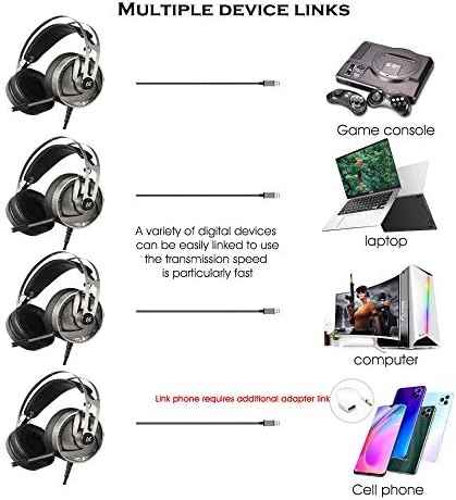 7.1 Гејмерски Слушалки за Xbox Еден, КОМПЈУТЕР, Вклучете, PS4, Опкружувачки Звук Гејмерски Слушалки со Plug & Play, RGB Светлина,