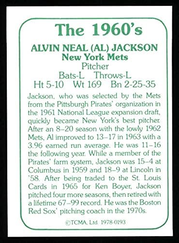 1978 TCMA 1960-те 193 Ал Џексон Њујорк Mets (Бејзбол Картичка) NM Mets