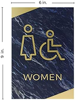 Мажите И Жените Тоалетот Знак Set / Инвалидска Количка Достапни Бања Знаци Со Брајово Писмо / Темно Мермер Дизајни