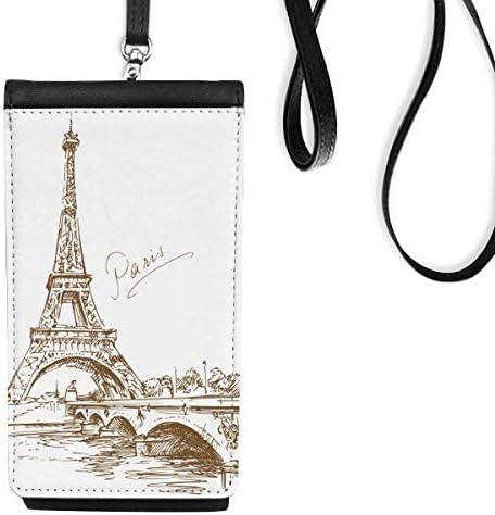 Ајфеловата Кула Во Париз, Франција Телефон Паричникот Чанта Виси Мобилни Торбичка Црна Џеб