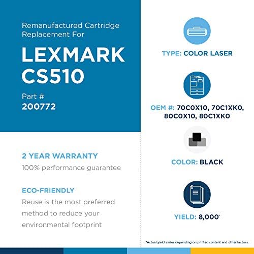 CIG 200772 Remanufactured Екстра Висок Принос Тонер Кертриџ за Lexmark CS510 Црна