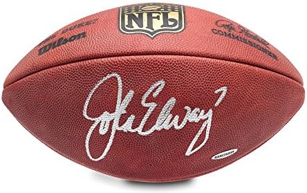 Џон Elway Autographed Автентични Вилсон Фудбал, UDA