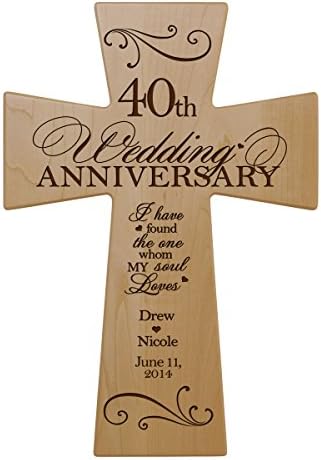 LifeSong Пресвртници Персоналните 40-то Свадба Годишнината Јавор Дрво Ѕид Крстот Подарок за Неколку Fortieth Свадба (12x17)