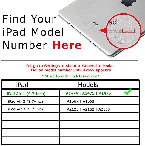 RepairPartsPlus за iPad Воздух Екран Замена Стакло Допир Digitizer Премиум Поправка Kit (9.7, A1474 | A1475 | A1476) со Алатки и Home Копчето - Бела