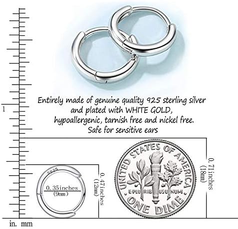 925 Sterling Silver Мали Huggie Обрачот Обетки Противалергиски ' Рскавица Обетки за Жени Мажи Девојки со Пирс Уши 12mm