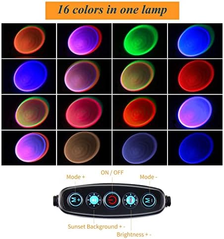 Nellsi Зајдисонце Светилка Проекција, 16 Бои Менување на Проектор LED Светла Подот Светилка Виножито Ноќ Светлина 360 Степен Ротација
