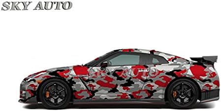 Небото Авто INC Црвено Црни, Бели Сива боја Маскирна Винил Автомобил Wrap Film Лист + Бесплатно Машина & Squeegee (30FT x 5FT / 360
