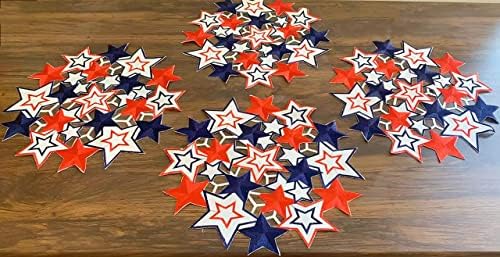 GRANDDECO Празник Патриотски Placemats Сет од 4 Embroiderd Cutwork Blue&Црвена Ѕвезди Салон Шамија за Американската Денот на Независноста,
