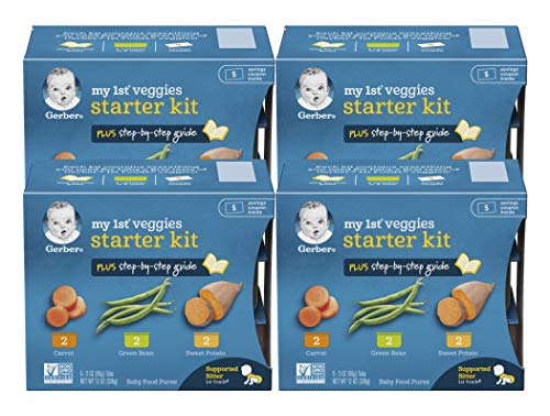 Гербер Мојот Прв Зеленчук Храна за бебиња Дополнителен Комплет - 2 Морков, 2 Зелен Грав, 2 Сладок Компир - 2 МЛ Кади, 6 КТ (Пакување од 4)