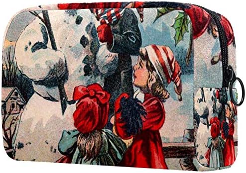 Козметички Торба Шминка Кеси за Жени, Мали Шминка Торбичка Патни Торби за Toiletries - Градење На снежен човек