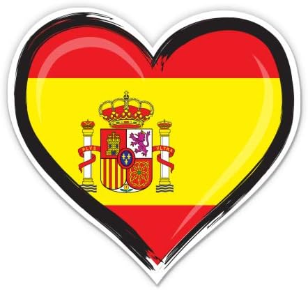 Шпанија Знаме Срцето Шпанија - 5 Винил Налепница - за Автомобил Лаптоп I-Pad - Водоотпорен Decal