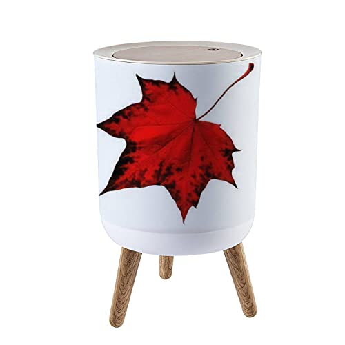 Мали корпата за Ѓубре со Капак Црвено Maple Leaf Изолирани на Бело Јавор црвен Лист Канада Симбол Црвено со Дрво Нозе Wastebasket