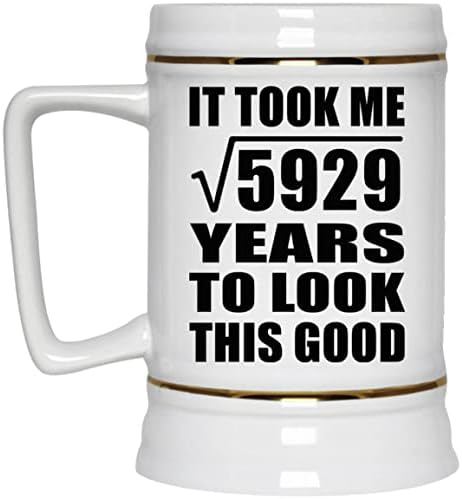 77от Роденден Зеде Квадратен Корен од 5929 Години Да Изгледаат Добро - 22oz Пиво Штајн Керамички Бар Кригла Tankard Drinkware - за