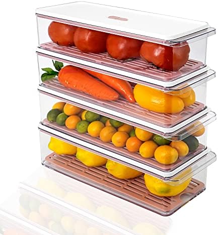 MineSign 4 Пакет Пластични Пластовидно Храна Садовите за Складирање Со Vented Капаци И Мозоци Послужавник За Фрижидер Произведуваат