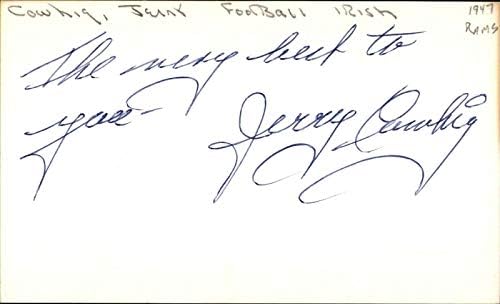 Џери Cowhig Потпишан Индекс на Картичка 3x5 Autographed Овни нотр дам D:1995 62300 - Колеџ Намали Потписи