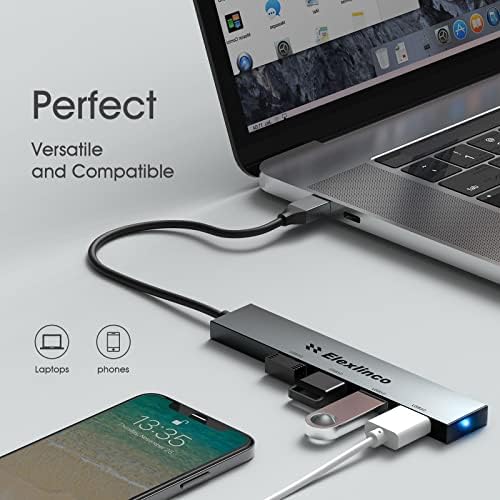 4-Портен USB C Центар 3.0, Elexlinco USB Splitter за Лаптоп, PS4 Тастатура и Глушец Адаптер за MacBook Air, Mac Mini/Pro, ChromeBook,
