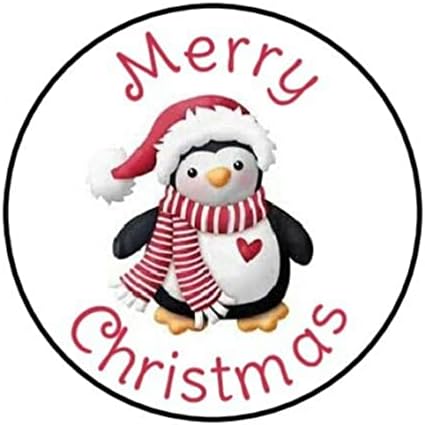 MiFirem Среќен Божиќ Пингвин Налепници,48 Плик Печати Labels Налепници 1.2 Круг Божиќ Етикета Ознаки Божиќ Плик Печат Налепници за