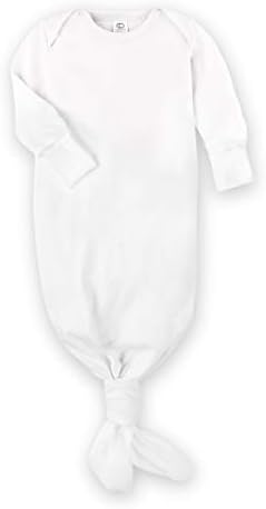 Обоени Органски Бебе Органски Памук Заврзана Gown - Доенче Nightgown со Mitten Ракави
