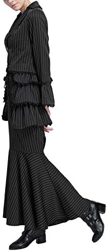 Жените 3pcs Поставите Гроздобер Викторија Костим Edwardian Фустан Одговараат на Грб+Здолниште+Престилка